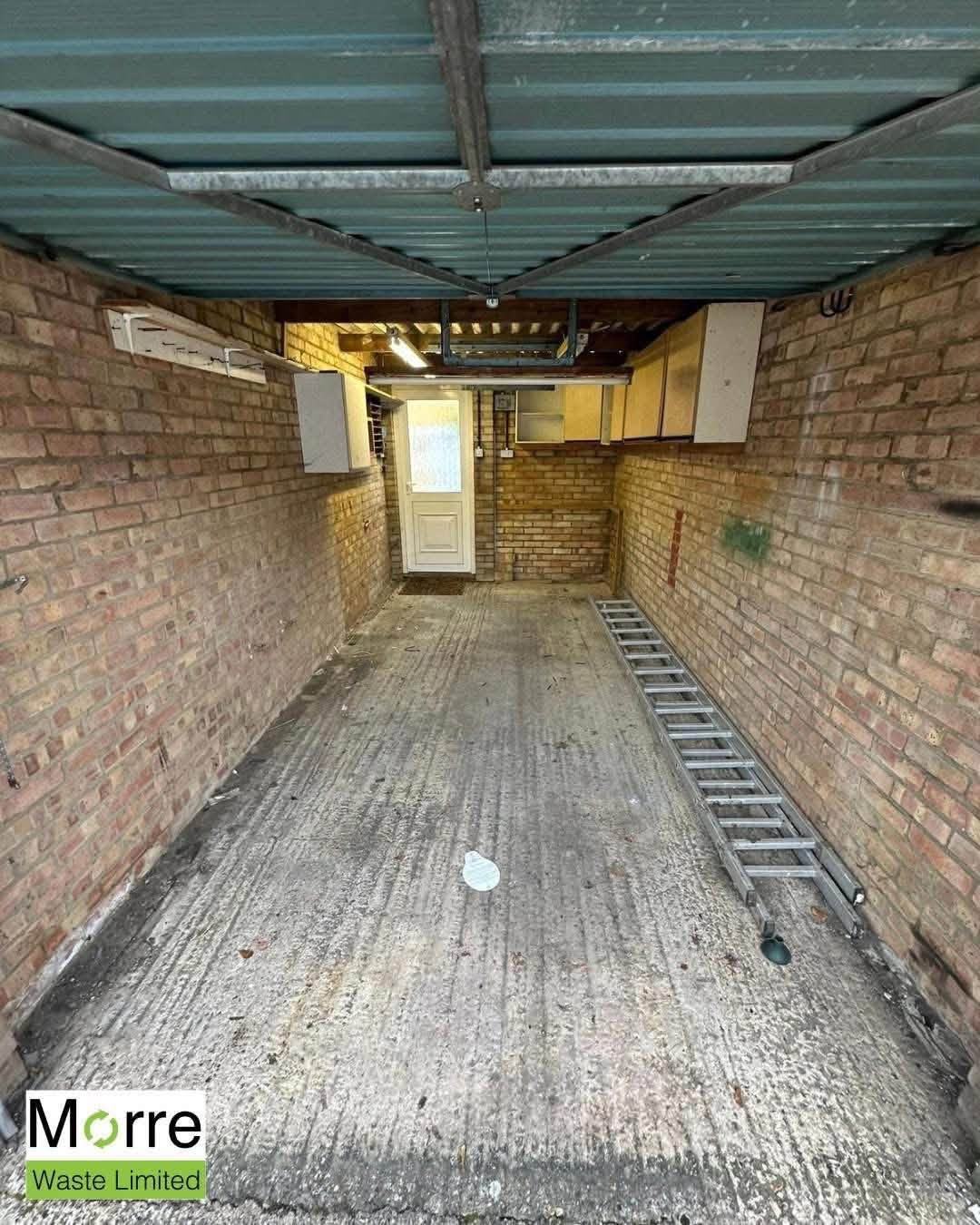 Lean-to garage after clearance by Morre Waste Limited